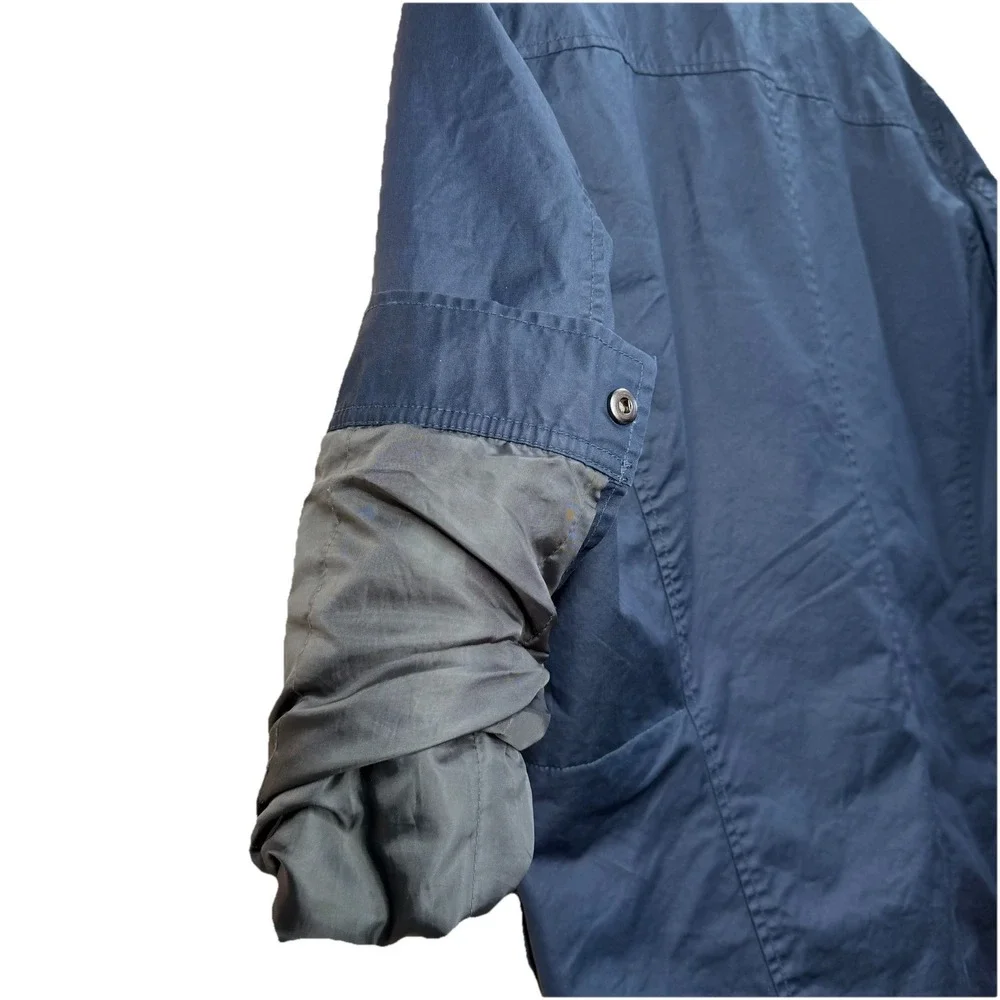 Banana Republic Navy Blue Quilted Waxed Coated Field Jacket Barn Chore Coat SZ-M